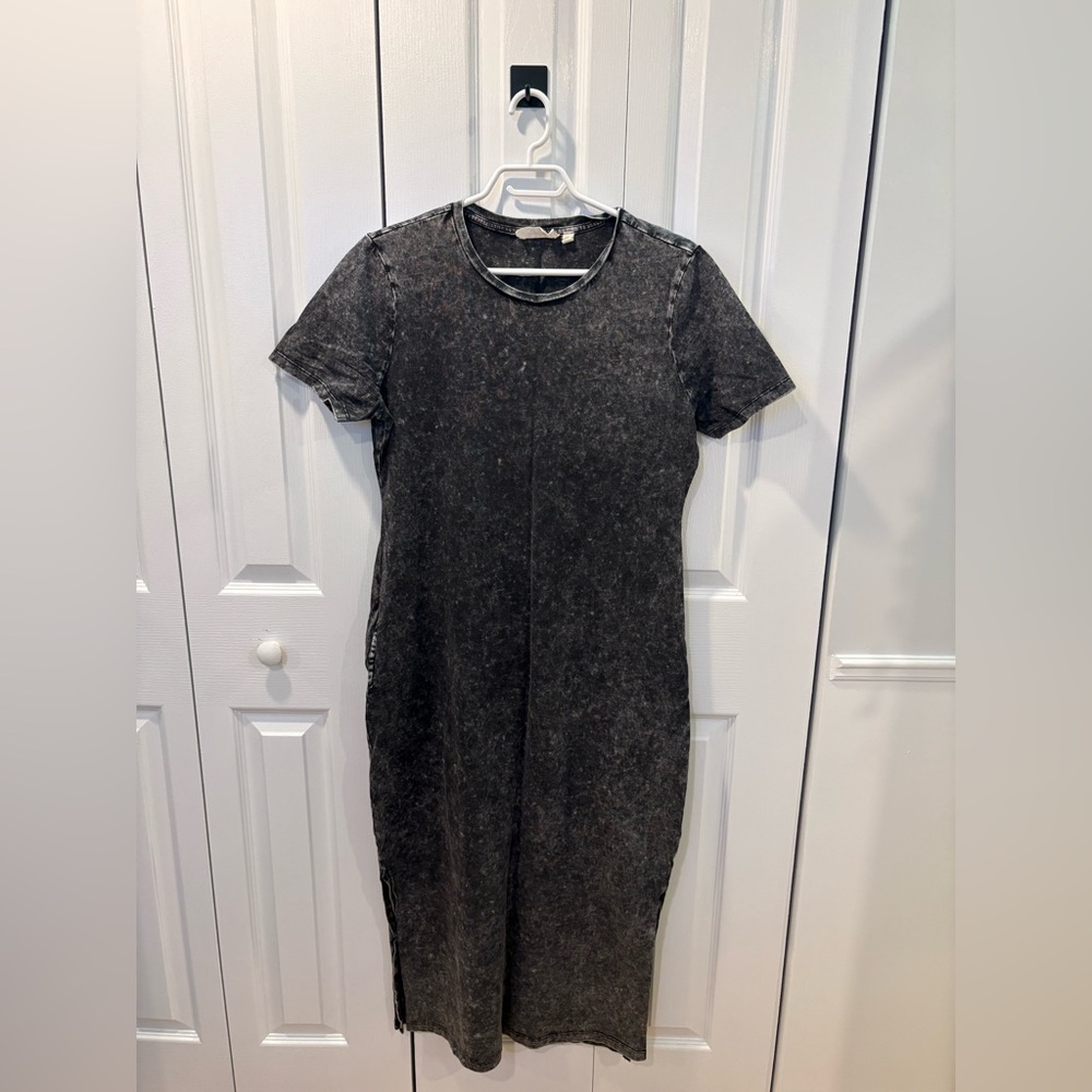 RD Style Charcoal Short Sleeve Long Dress